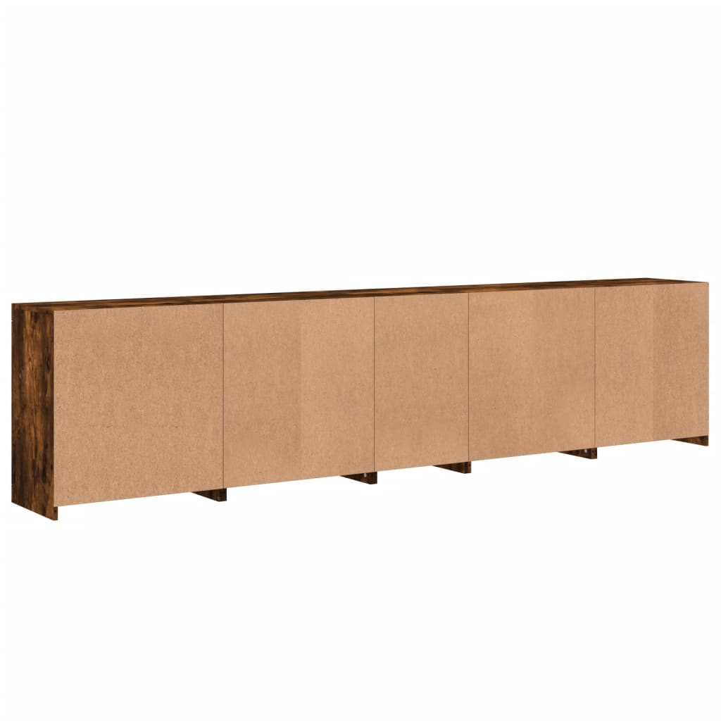 Buffet avec lumières LED chêne fumé 283x37x67 cm