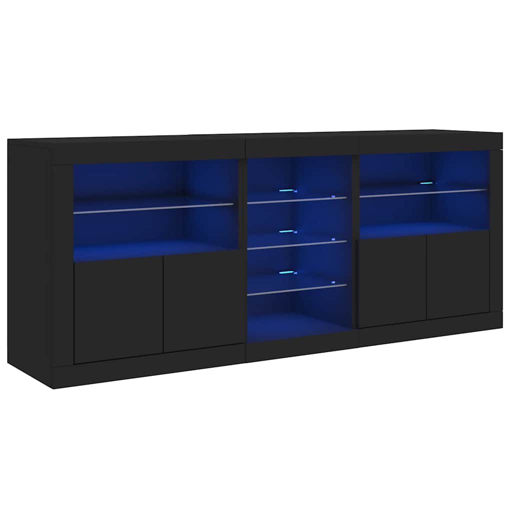 Buffet avec lumières LED noir 162x37x67 cm - XIOS