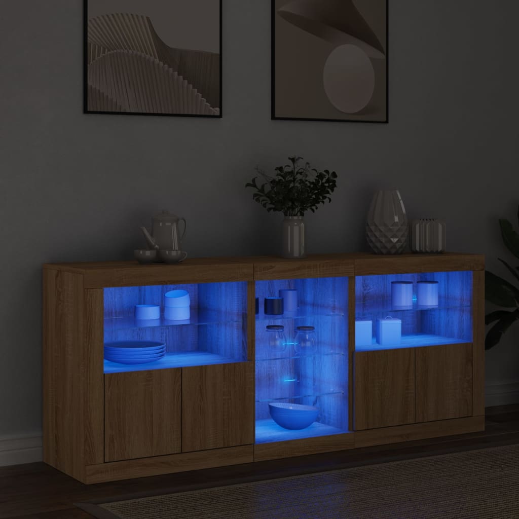 Buffet avec lumières LED chêne sonoma 162x37x67 cm Buffets & bahuts vidaXL