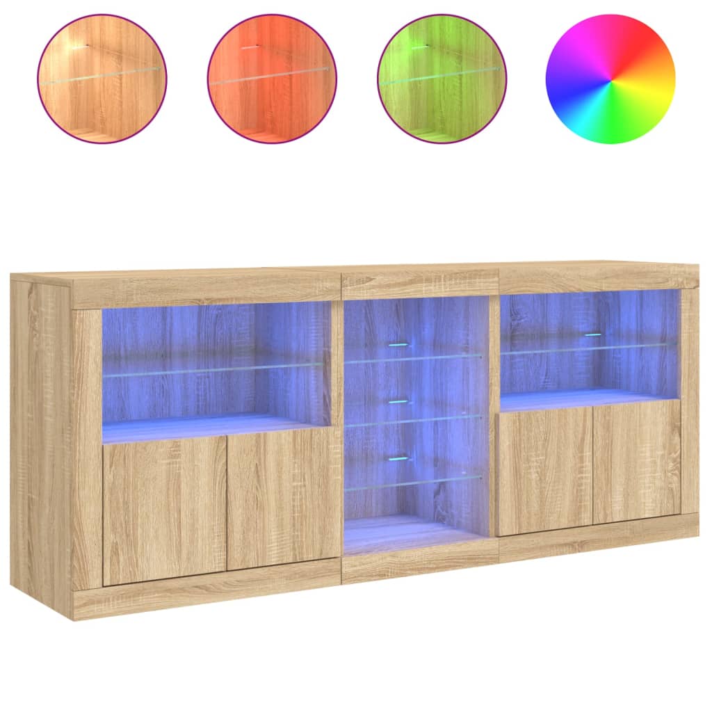 Buffet avec lumières LED chêne sonoma 162x37x67 cm Buffets & bahuts vidaXL