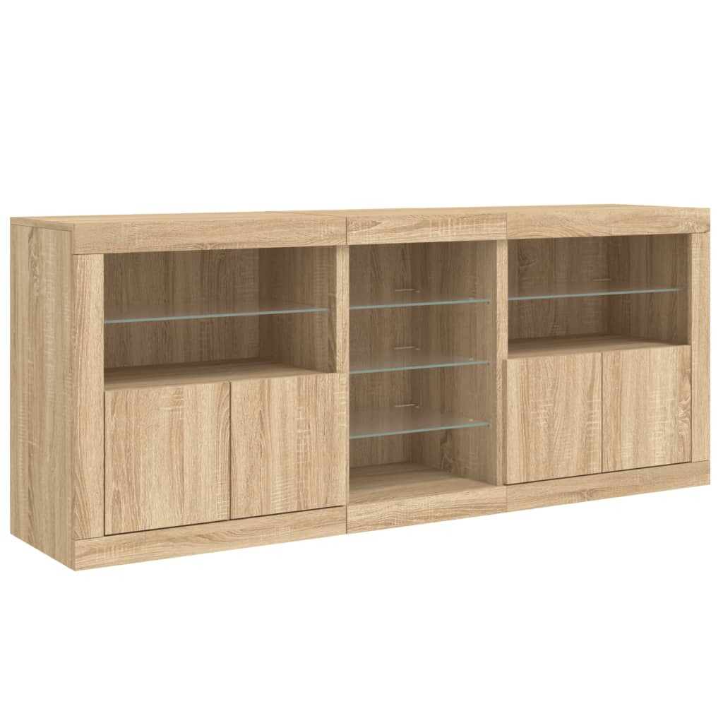 Buffet avec lumières LED chêne sonoma 162x37x67 cm Buffets & bahuts vidaXL