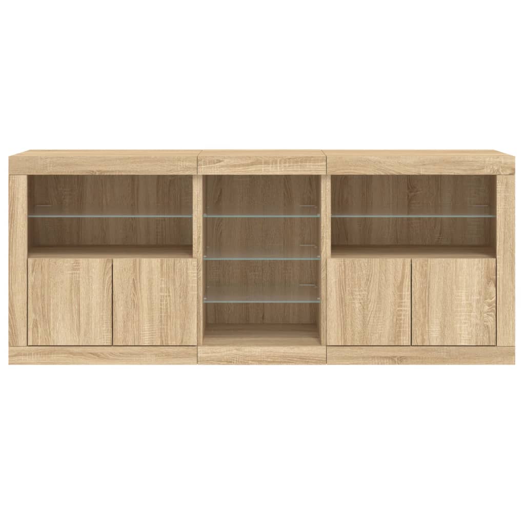 Buffet avec lumières LED chêne sonoma 162x37x67 cm Buffets & bahuts vidaXL