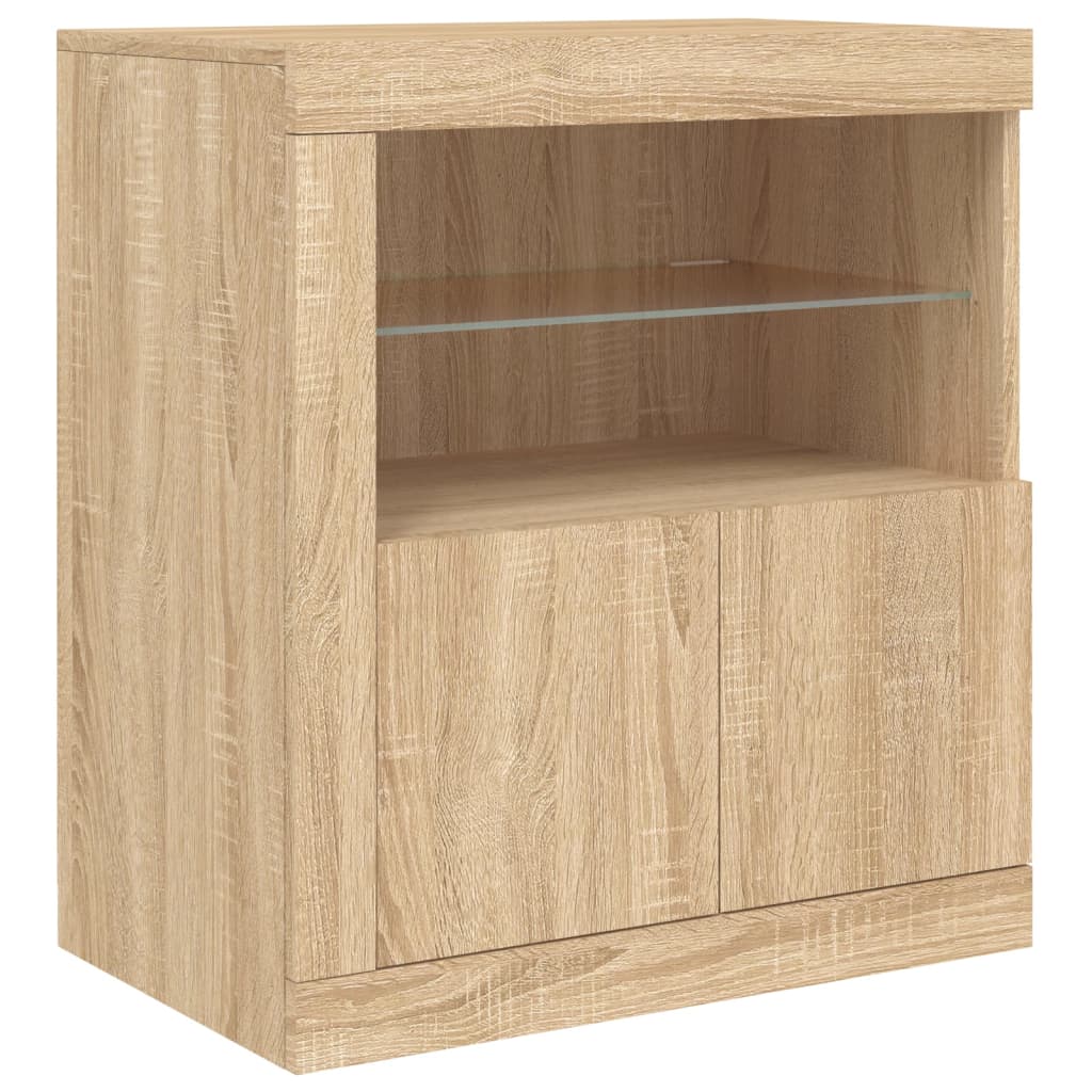 Buffet avec lumières LED chêne sonoma 162x37x67 cm Buffets & bahuts vidaXL
