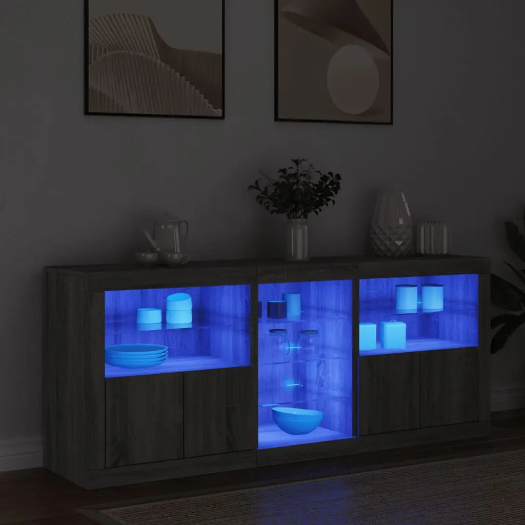 Buffet avec lumières LED sonoma gris 162x37x67 cm - XIOS