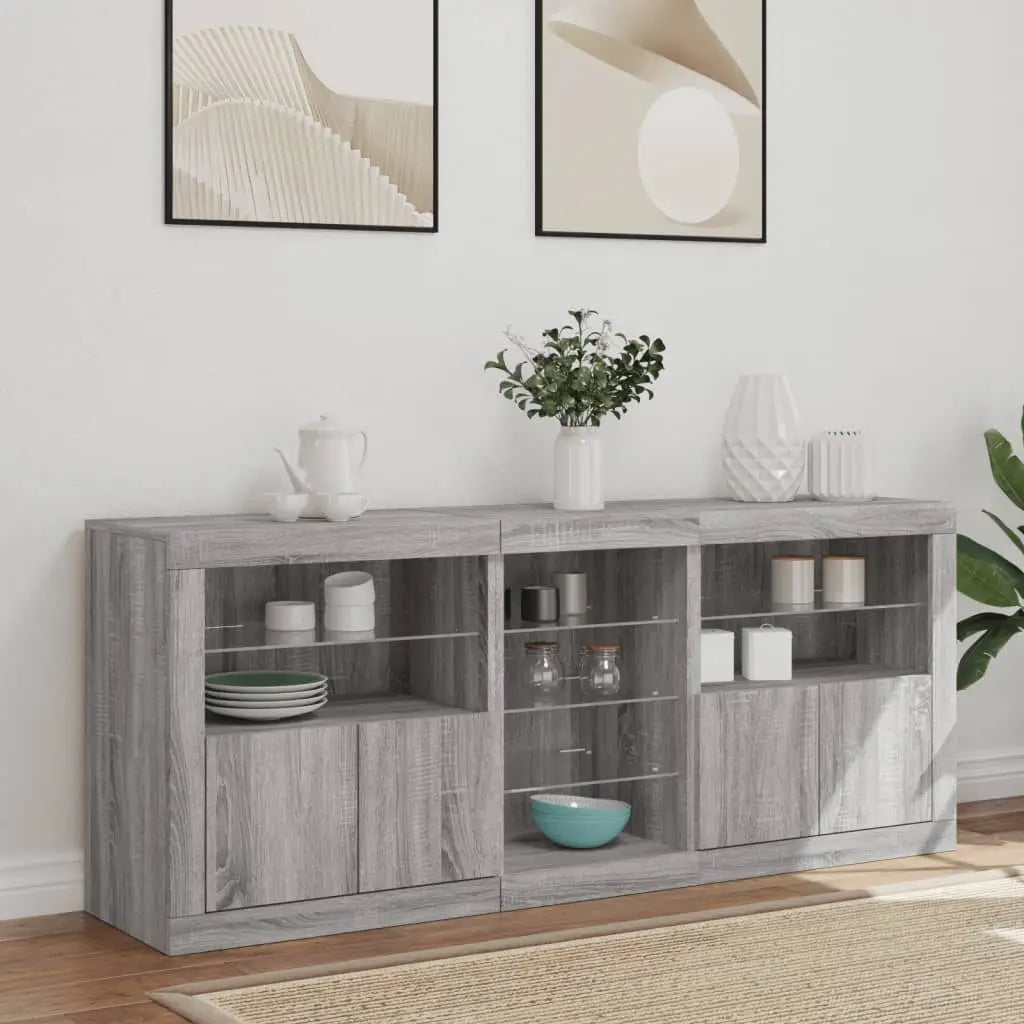 Buffet avec lumières LED sonoma gris 162x37x67 cm - XIOS