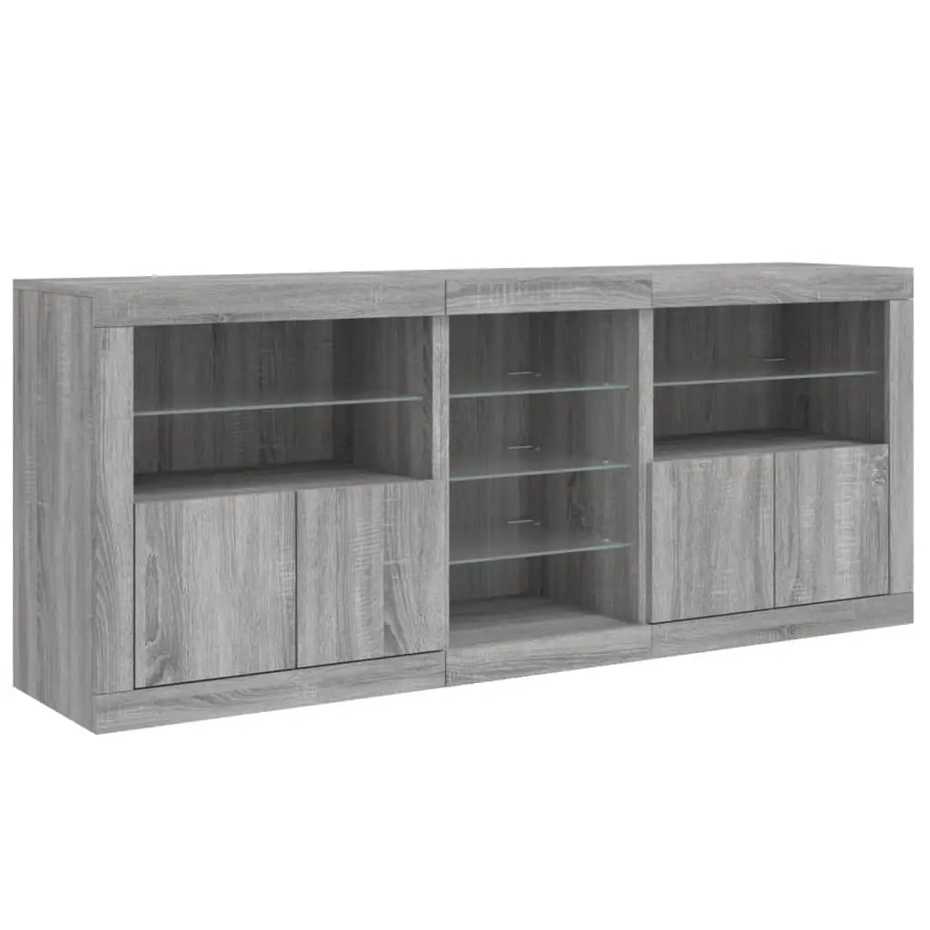 Buffet avec lumières LED sonoma gris 162x37x67 cm - XIOS