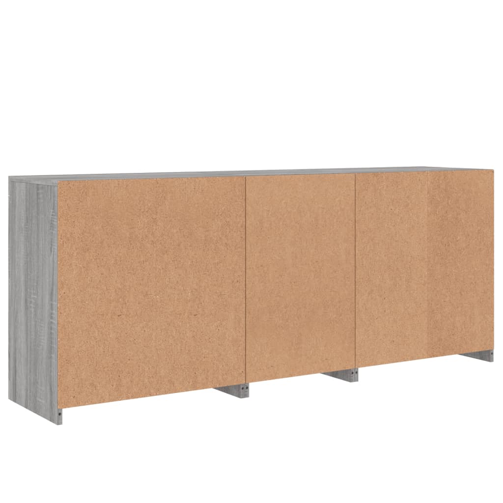 Buffet avec lumières LED sonoma gris 162x37x67 cm