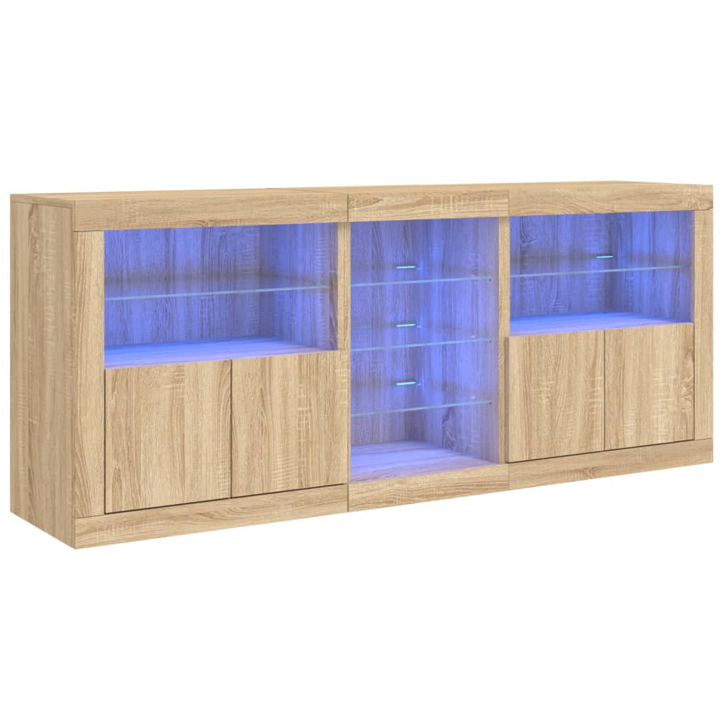 Buffet avec lumières LED chêne sonoma 181,5x37x67 cm Buffets & bahuts vidaXL