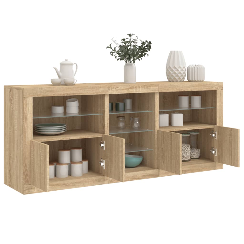 Buffet avec lumières LED chêne sonoma 181,5x37x67 cm Buffets & bahuts vidaXL