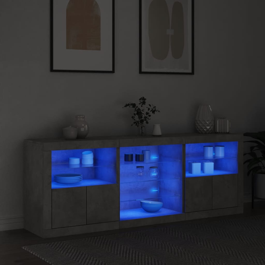 Buffet avec lumières LED gris béton 181,5x37x67 cm - XIOS