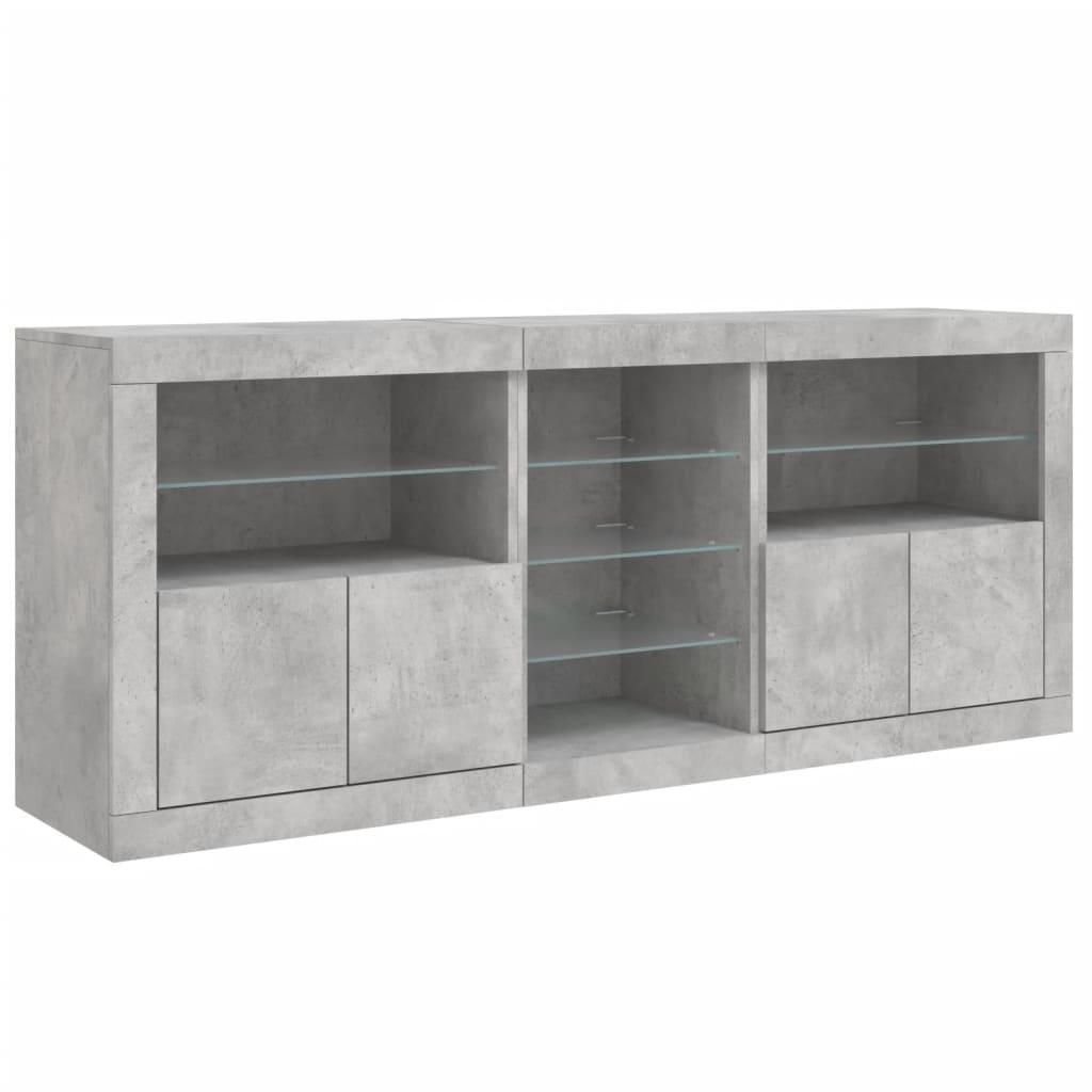 Buffet avec lumières LED gris béton 181,5x37x67 cm - XIOS
