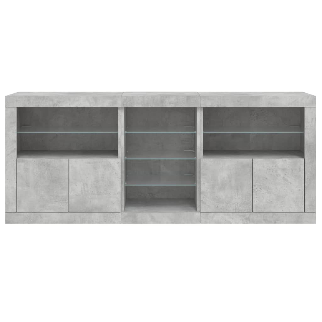 Buffet avec lumières LED gris béton 181,5x37x67 cm - XIOS