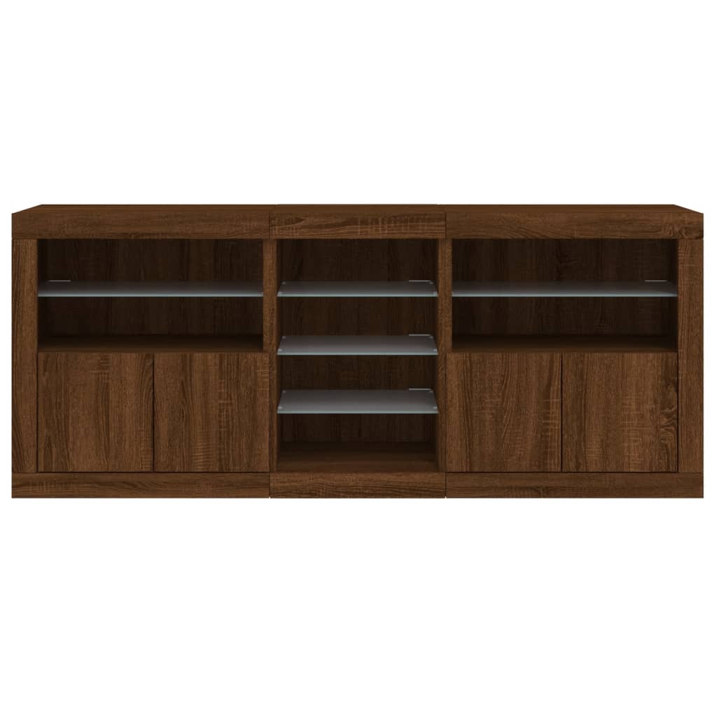 Buffet avec lumières LED chêne marron 181,5x37x67 cm
