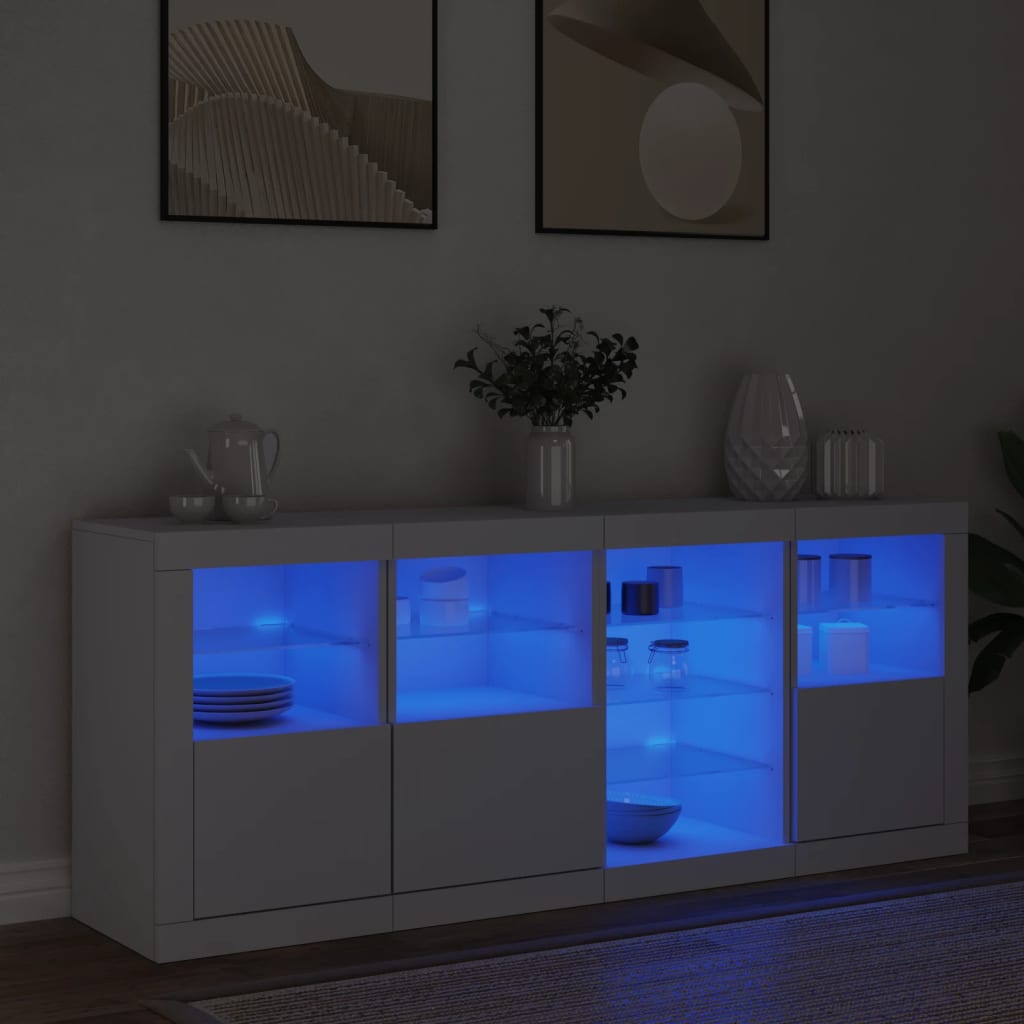 Buffet avec lumières LED blanc 164x37x67 cm - XIOS