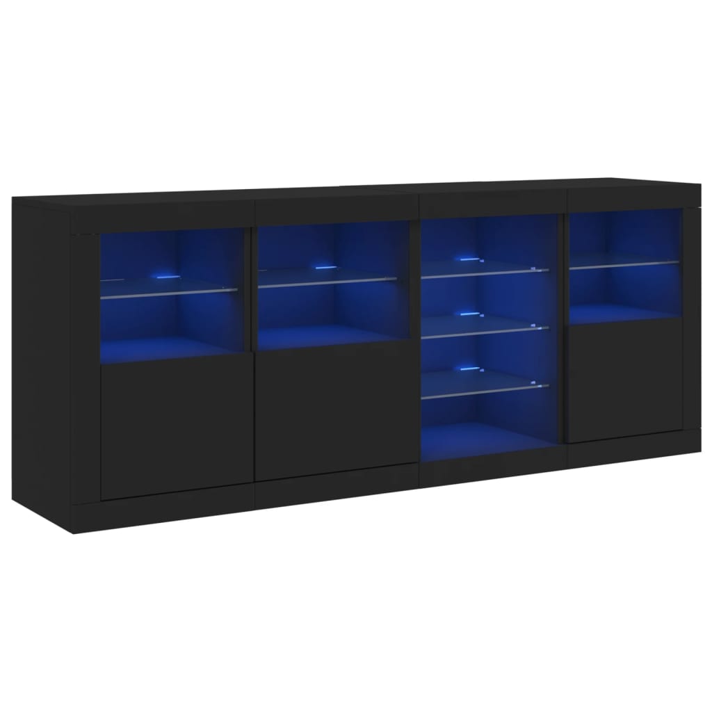 Buffet avec lumières LED noir 164x37x67 cm - XIOS