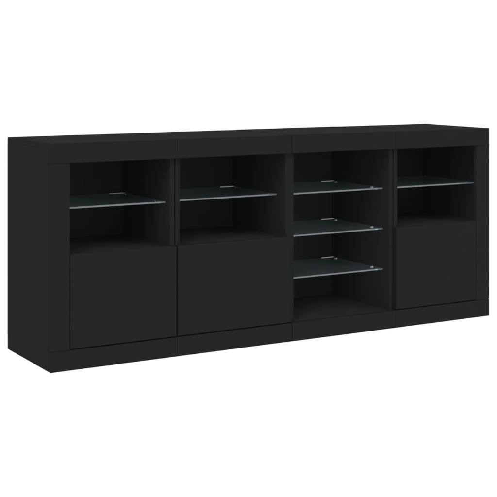 Buffet avec lumières LED noir 164x37x67 cm - XIOS