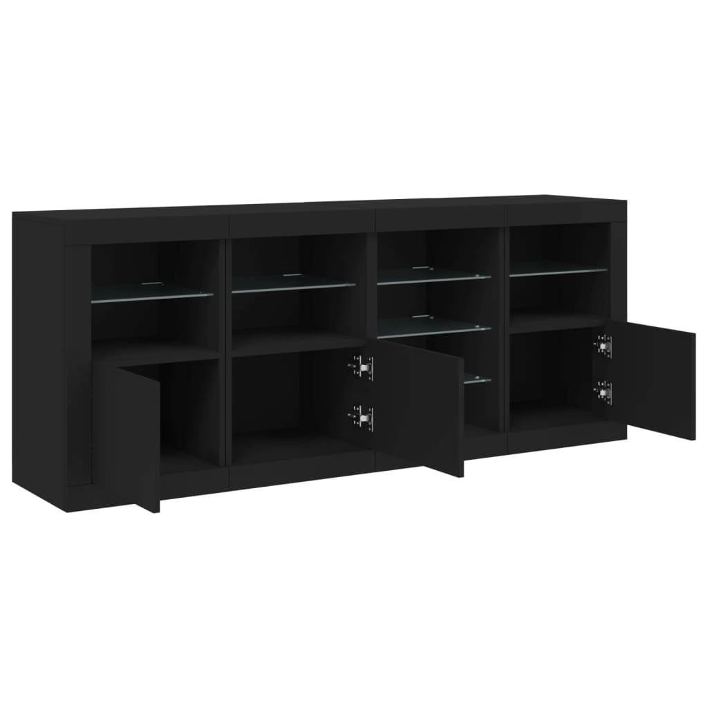 Buffet avec lumières LED noir 164x37x67 cm - XIOS
