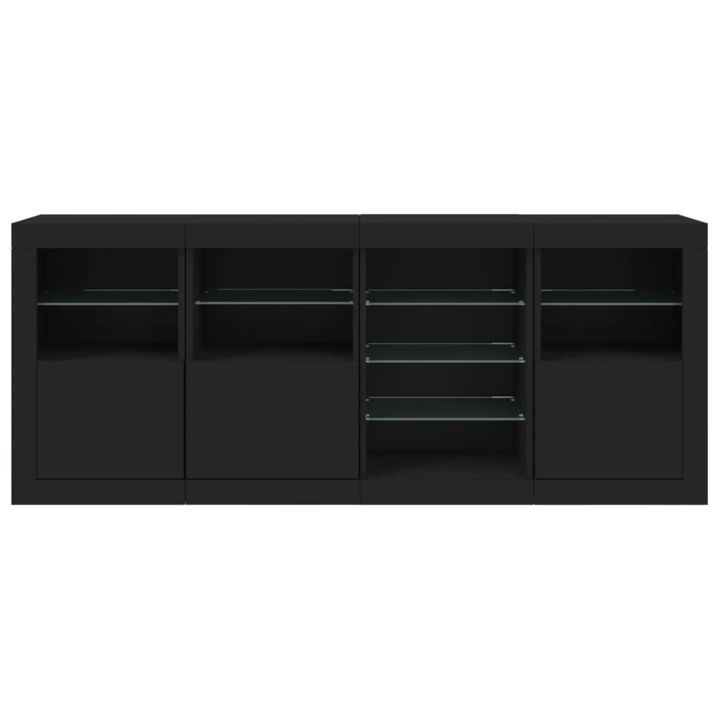 Buffet avec lumières LED noir 164x37x67 cm - XIOS