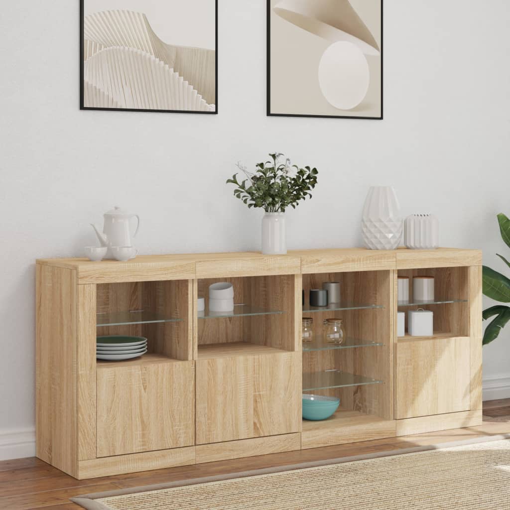 Buffet avec lumières LED chêne sonoma 164x37x67 cm Buffets & bahuts vidaXL