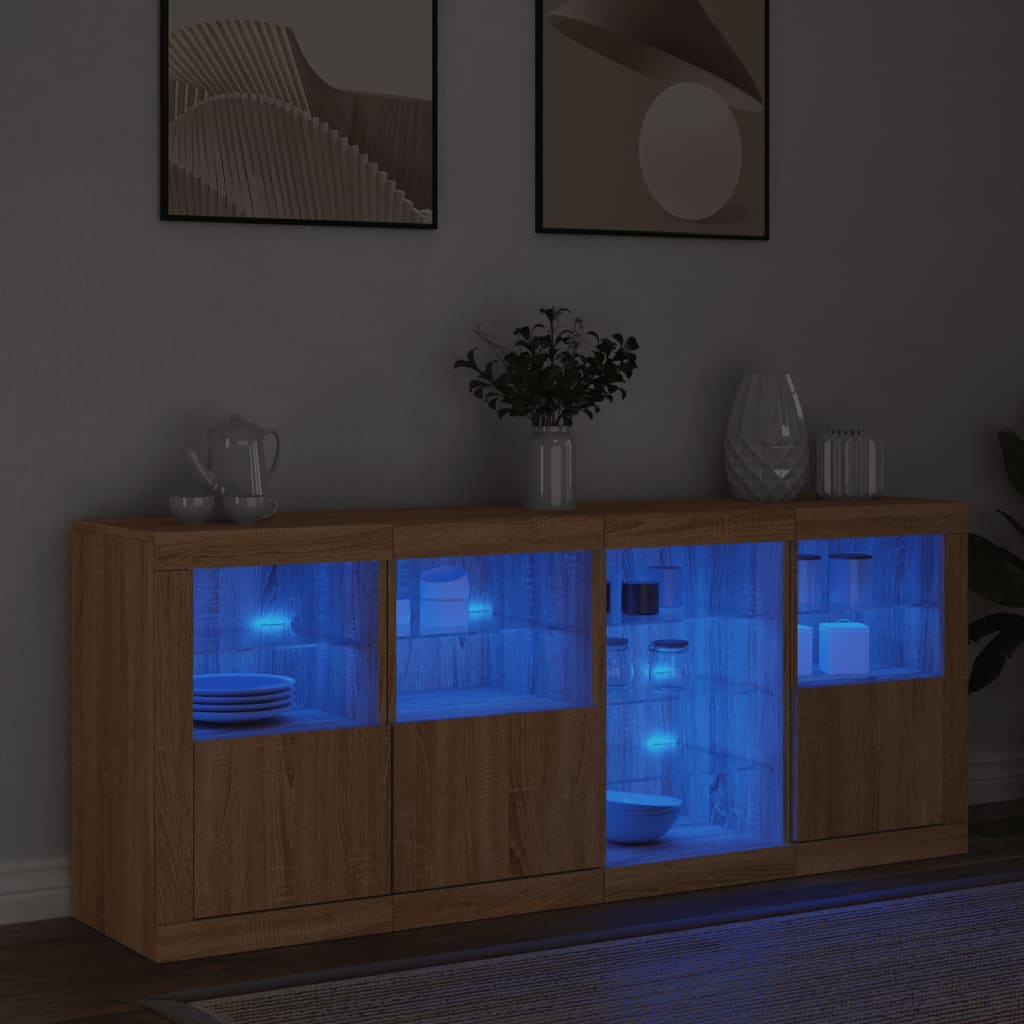 Buffet avec lumières LED chêne sonoma 164x37x67 cm Buffets & bahuts vidaXL