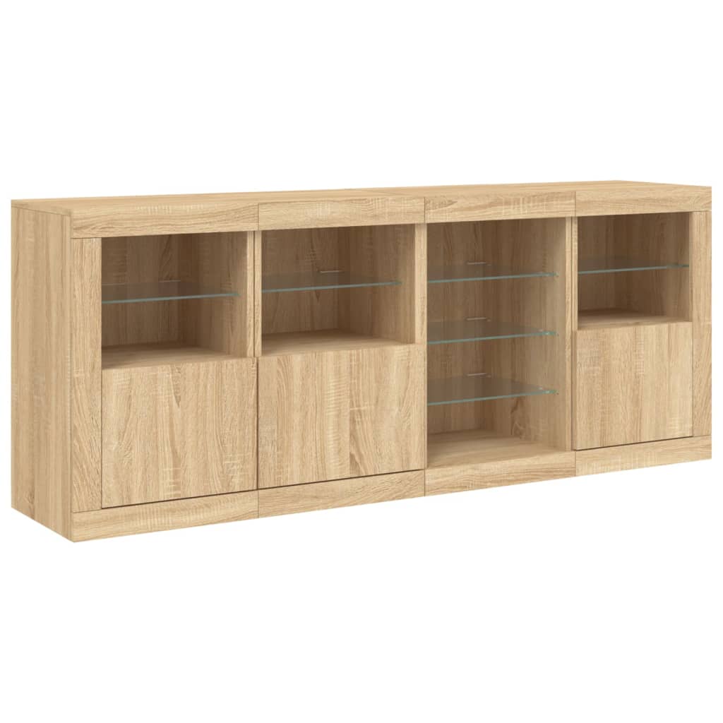Buffet avec lumières LED chêne sonoma 164x37x67 cm Buffets & bahuts vidaXL