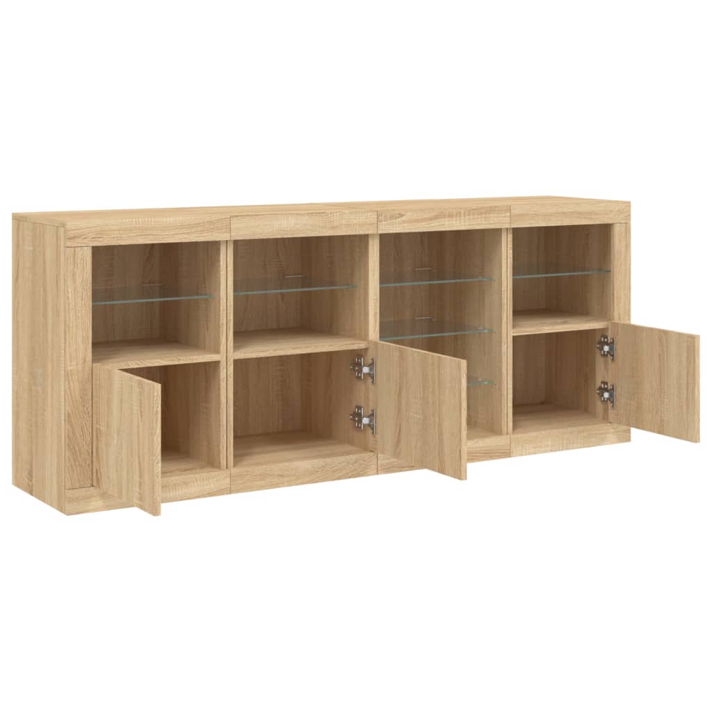 Buffet avec lumières LED chêne sonoma 164x37x67 cm Buffets & bahuts vidaXL