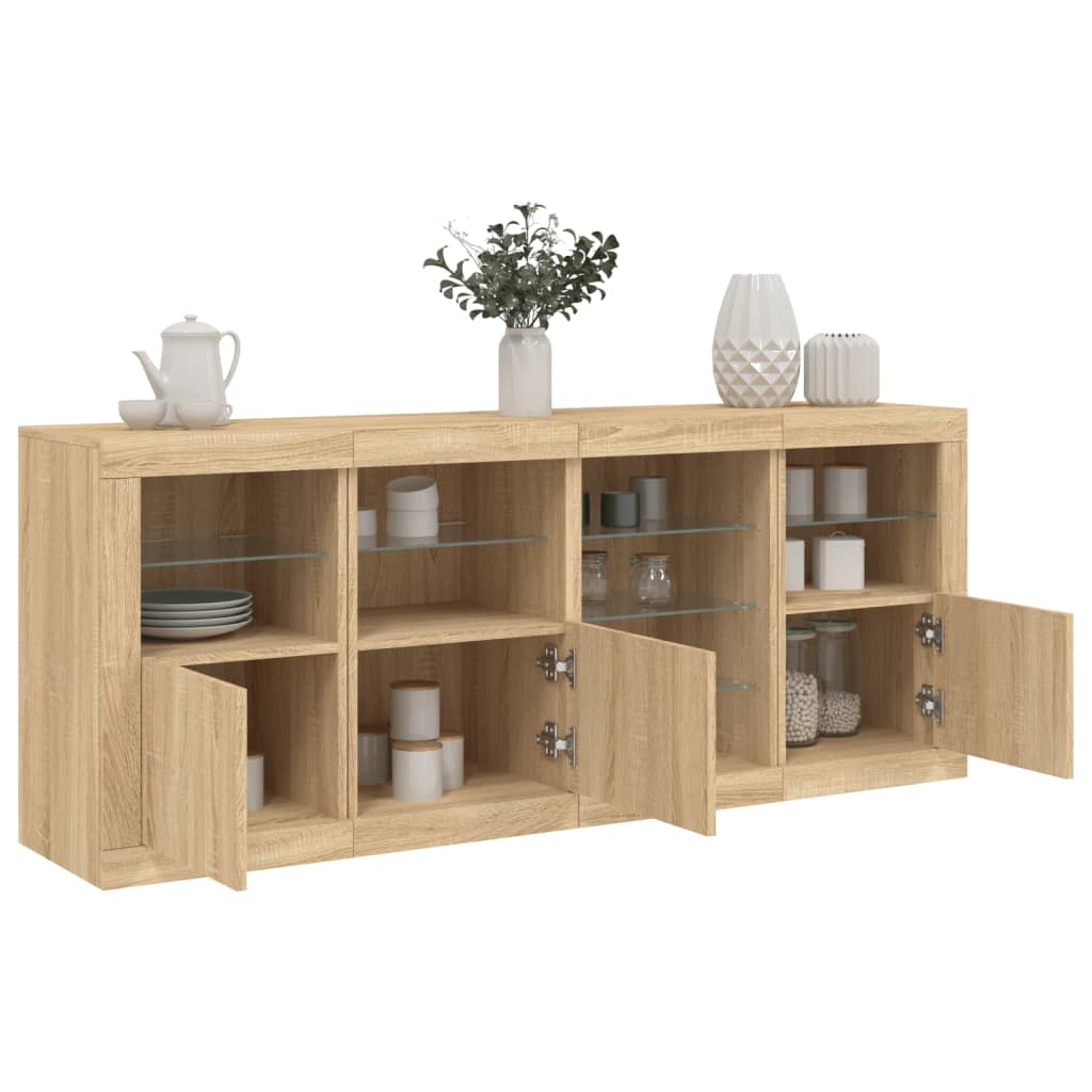 Buffet avec lumières LED chêne sonoma 164x37x67 cm Buffets & bahuts vidaXL