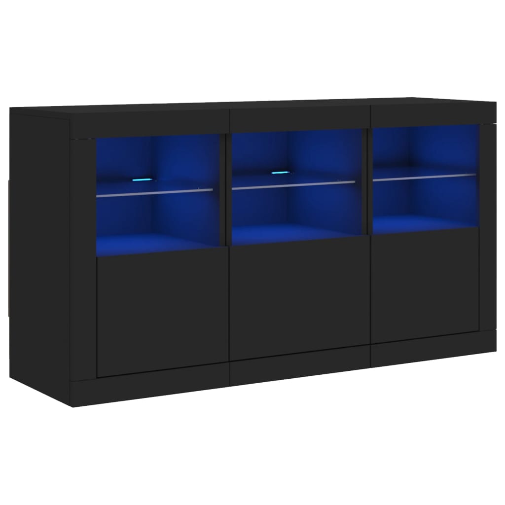 Buffet avec lumières LED noir 123x37x67 cm - XIOS