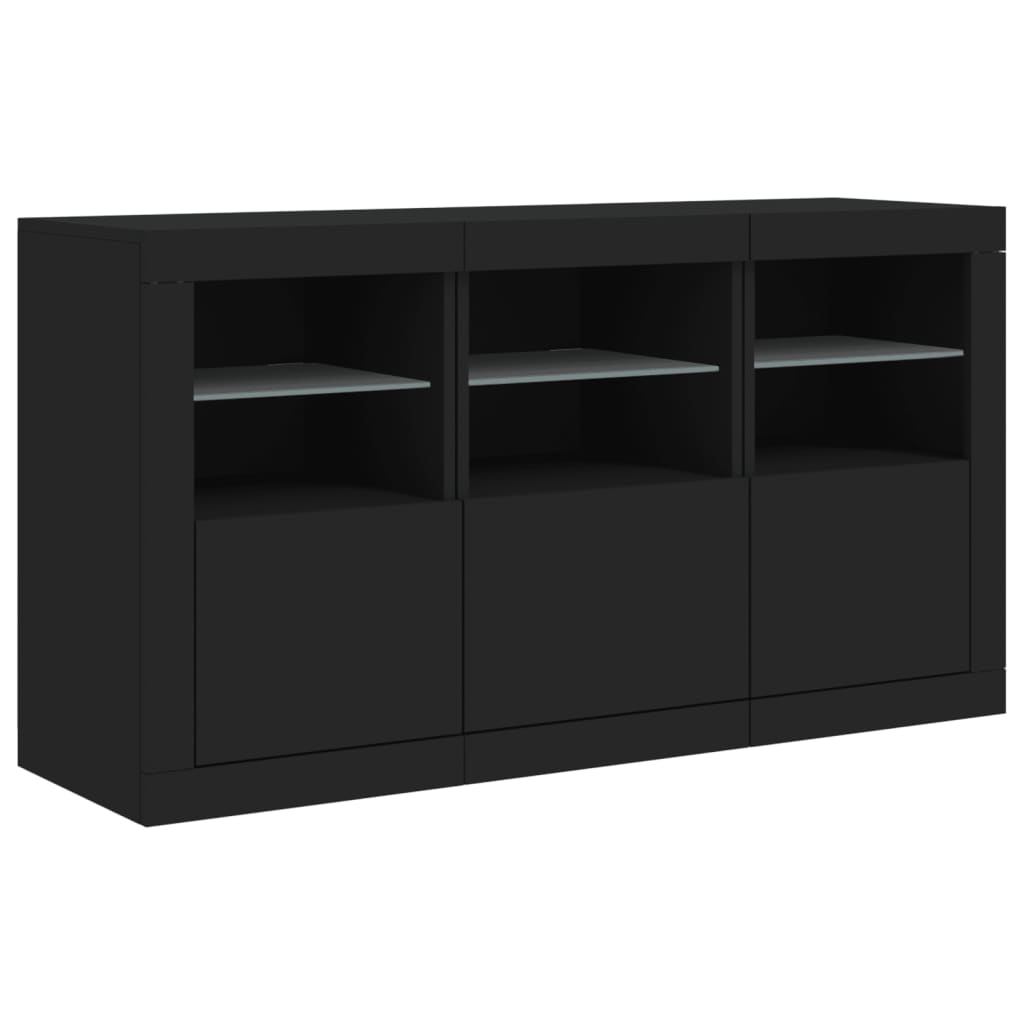 Buffet avec lumières LED noir 123x37x67 cm - XIOS