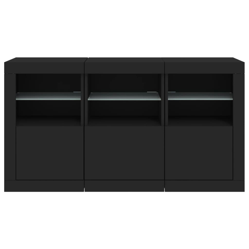 Buffet avec lumières LED noir 123x37x67 cm - XIOS