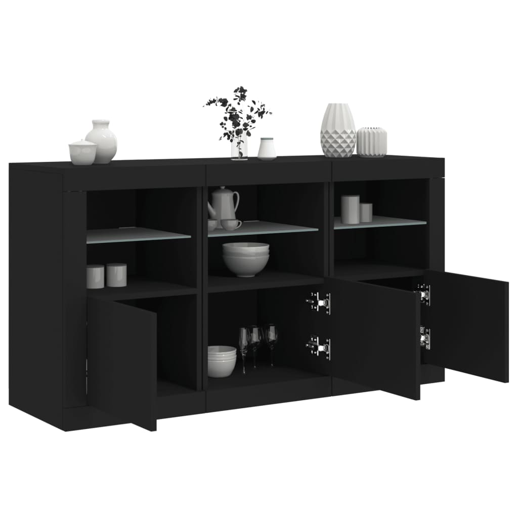 Buffet avec lumières LED noir 123x37x67 cm - XIOS