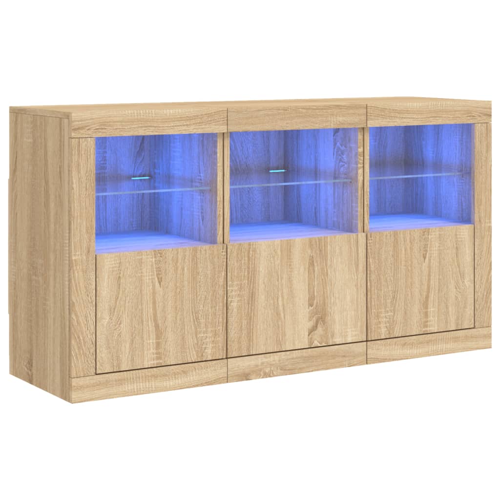 Buffet avec lumières LED chêne sonoma 123x37x67 cm Buffets & bahuts vidaXL
