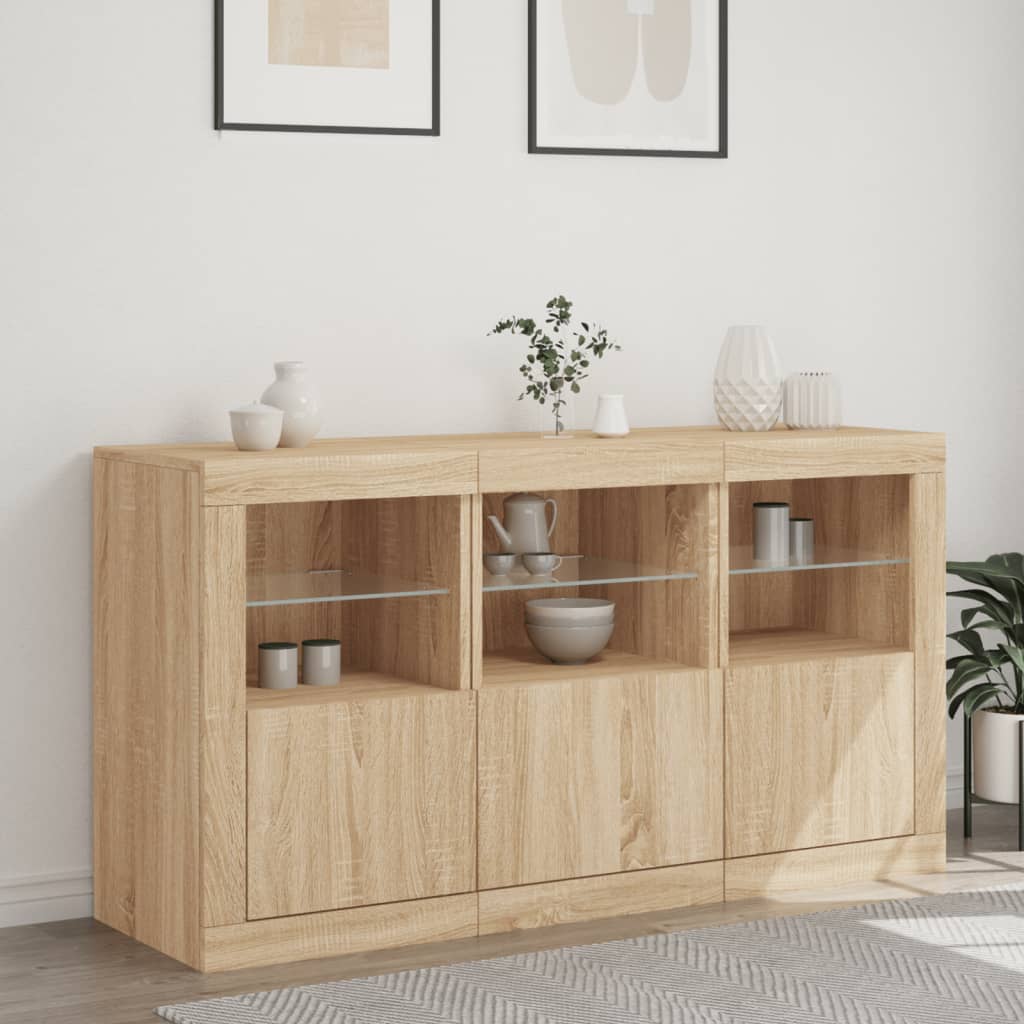 Buffet avec lumières LED chêne sonoma 123x37x67 cm Buffets & bahuts vidaXL