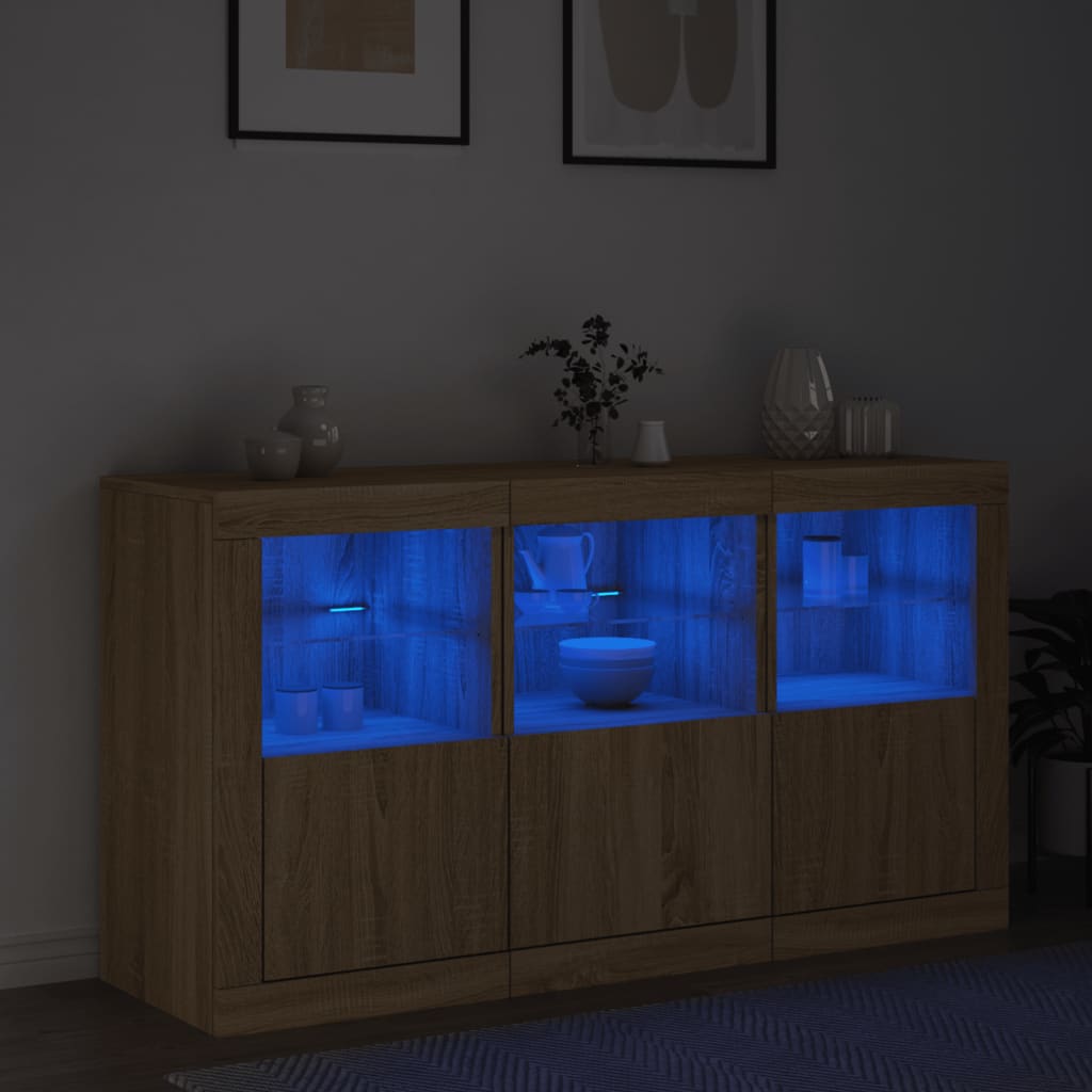 Buffet avec lumières LED chêne sonoma 123x37x67 cm Buffets & bahuts vidaXL