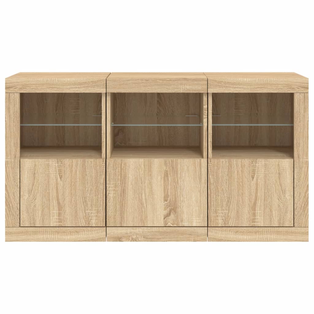 Buffet avec lumières LED chêne sonoma 123x37x67 cm Buffets & bahuts vidaXL