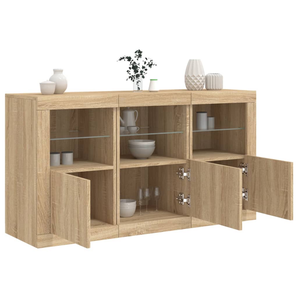 Buffet avec lumières LED chêne sonoma 123x37x67 cm Buffets & bahuts vidaXL