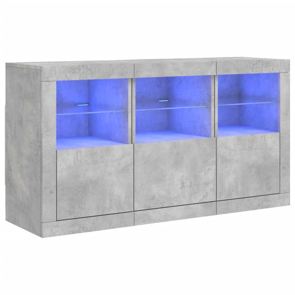 Buffet avec lumières LED gris béton 123x37x67 cm - XIOS
