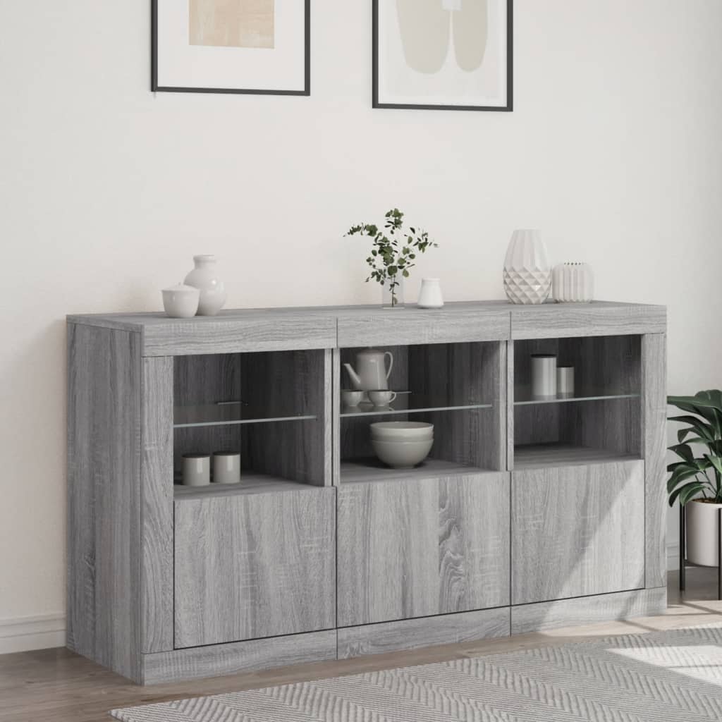 Buffet avec lumières LED sonoma gris 123x37x67 cm - XIOS