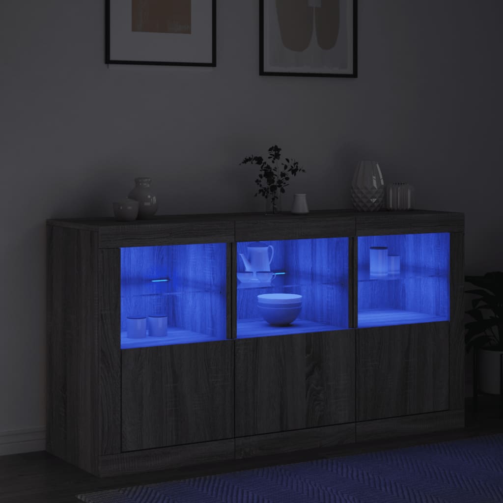 Buffet avec lumières LED sonoma gris 123x37x67 cm - XIOS