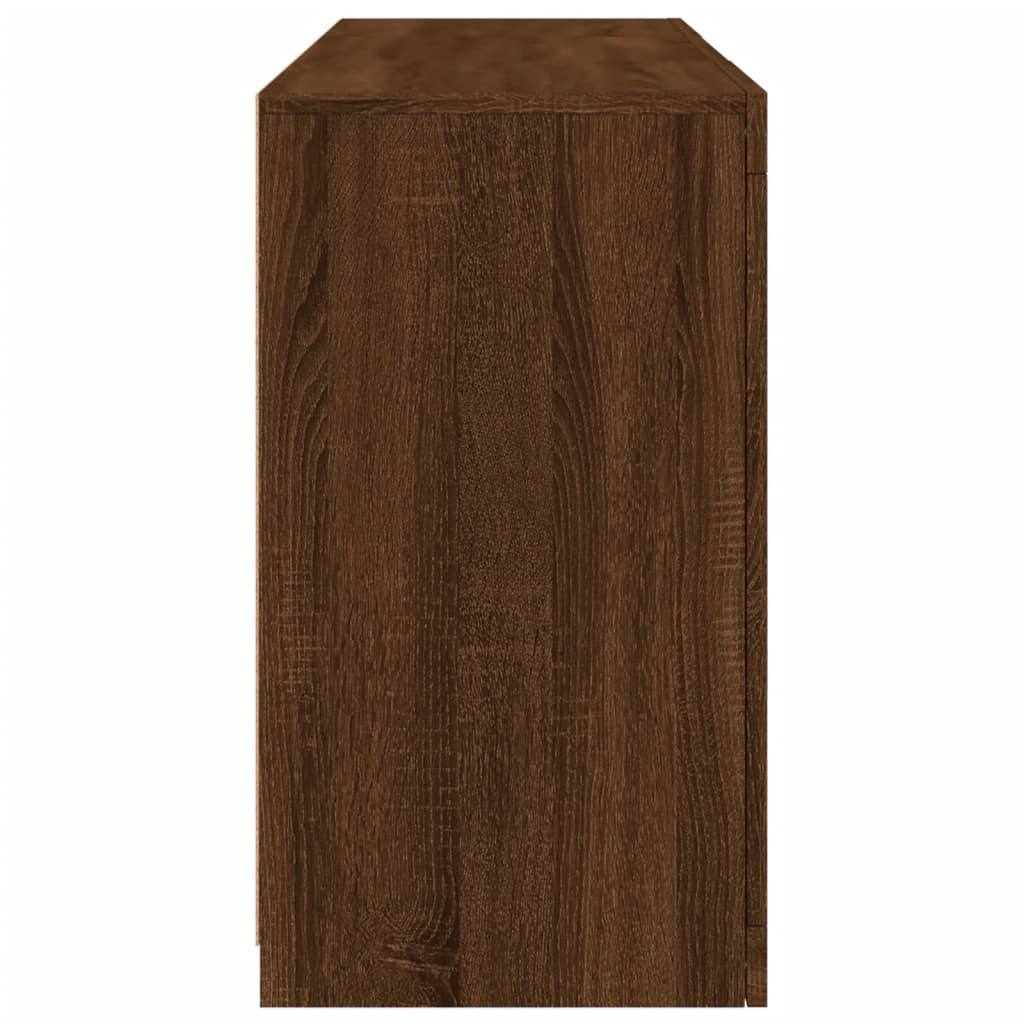 Buffet avec lumières LED chêne marron 123x37x67 cm