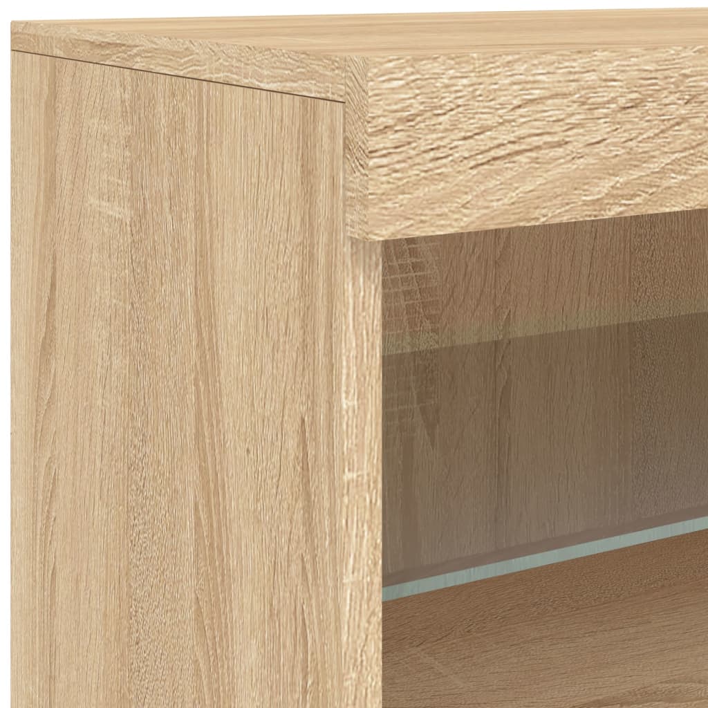 Buffet avec lumières LED chêne sonoma 142,5x37x67 cm