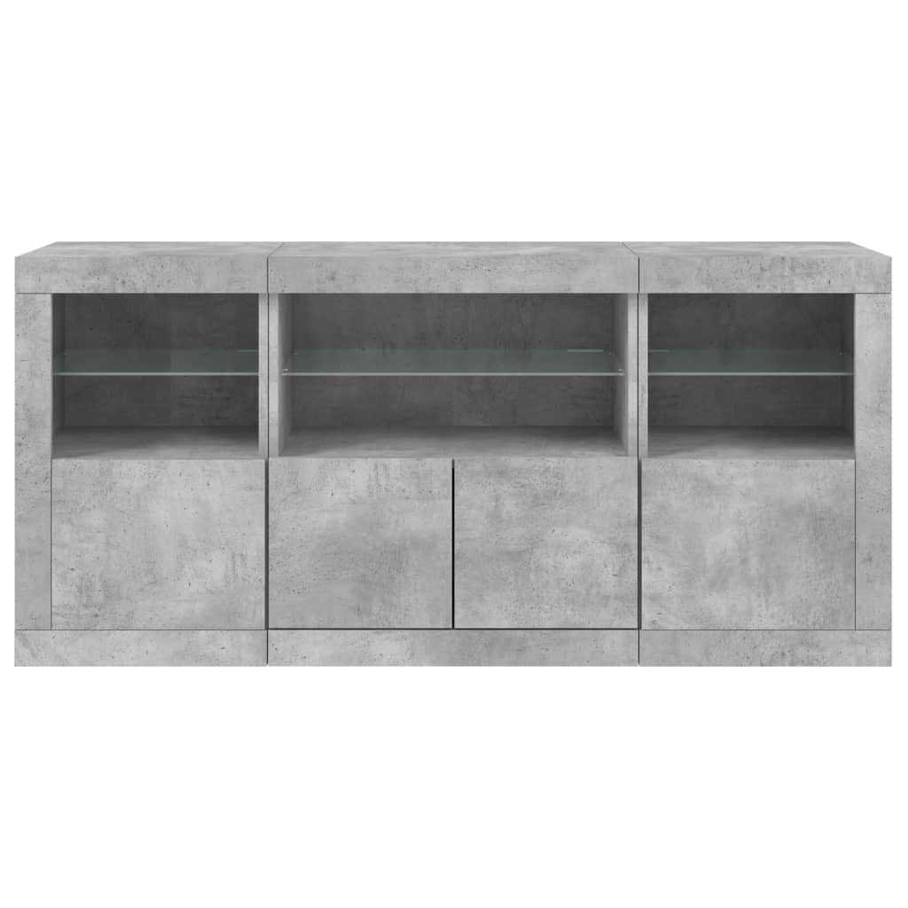 Buffet avec lumières LED gris béton 142,5x37x67 cm - XIOS