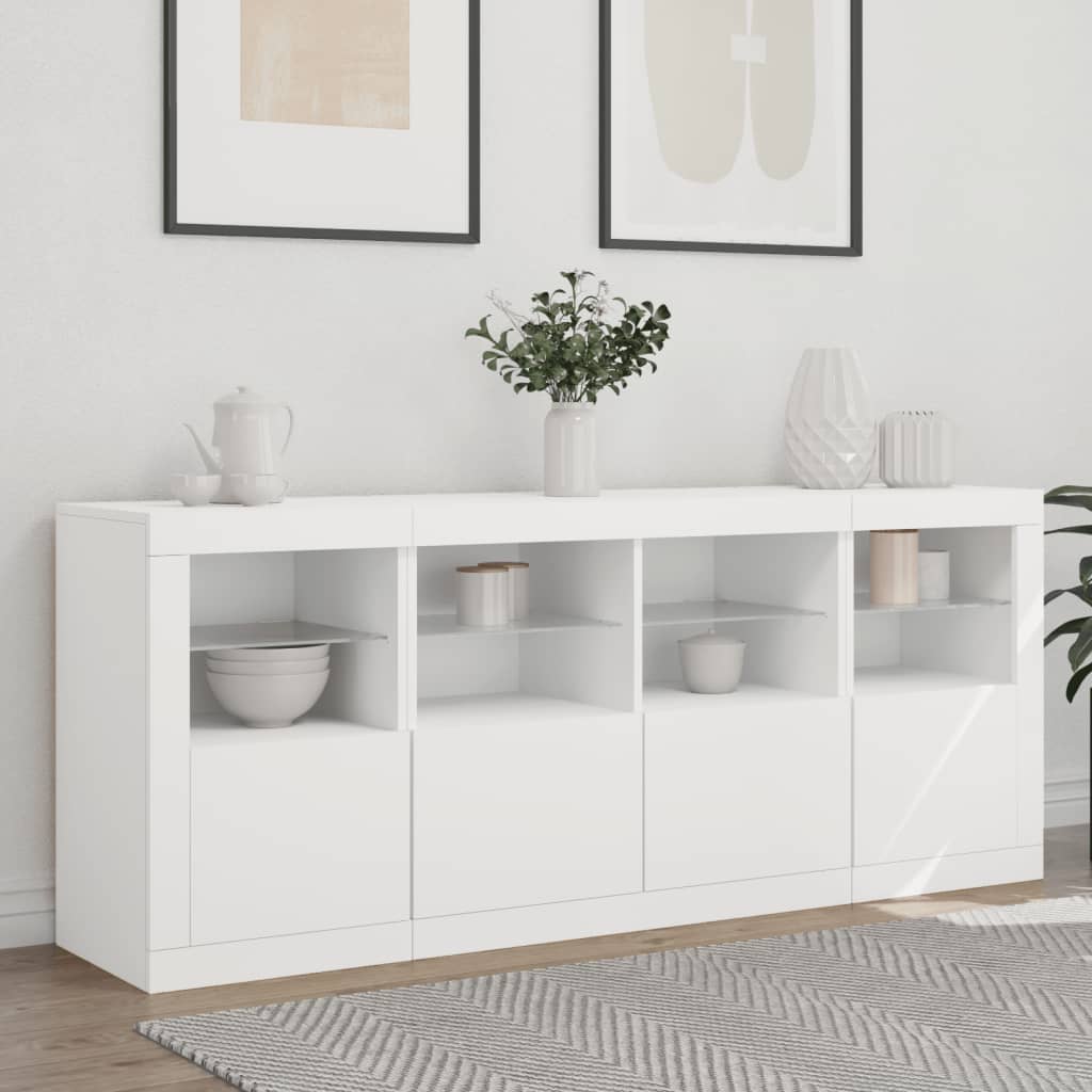 Buffet avec lumières LED blanc 163x37x67 cm - XIOS