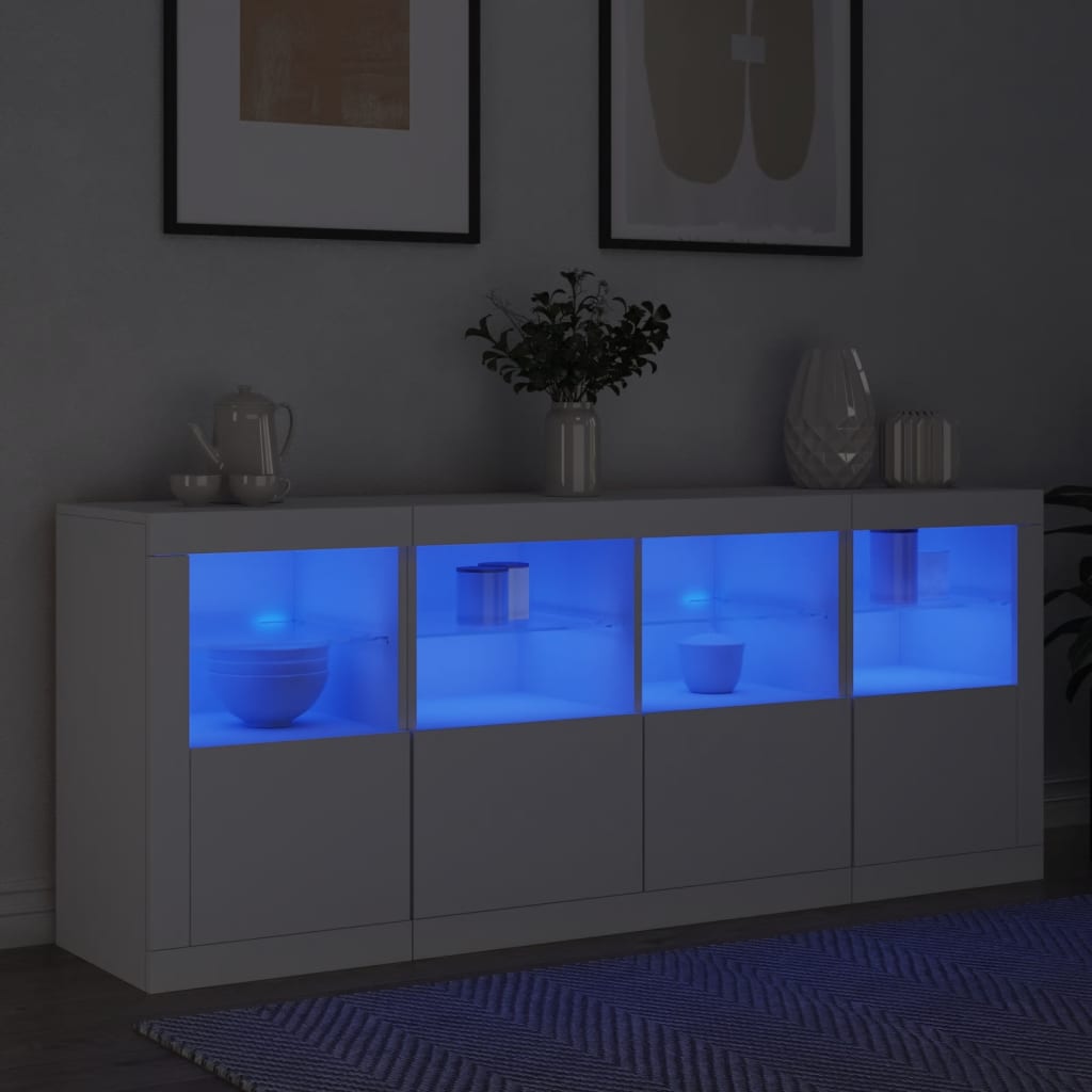 Buffet avec lumières LED blanc 163x37x67 cm - XIOS