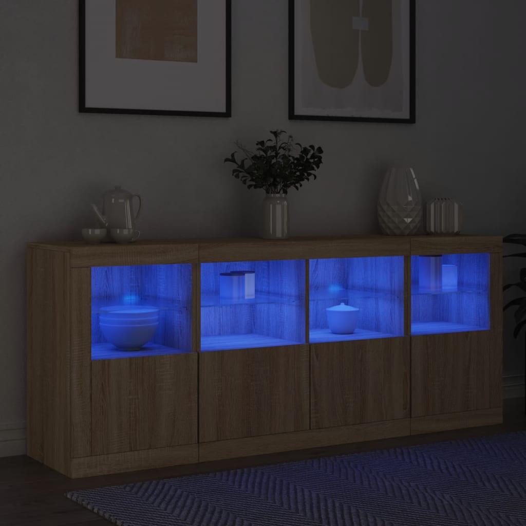 Buffet avec lumières LED chêne sonoma 163x37x67 cm Buffets & bahuts vidaXL
