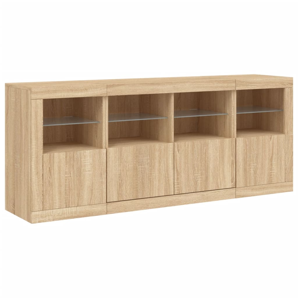 Buffet avec lumières LED chêne sonoma 163x37x67 cm Buffets & bahuts vidaXL