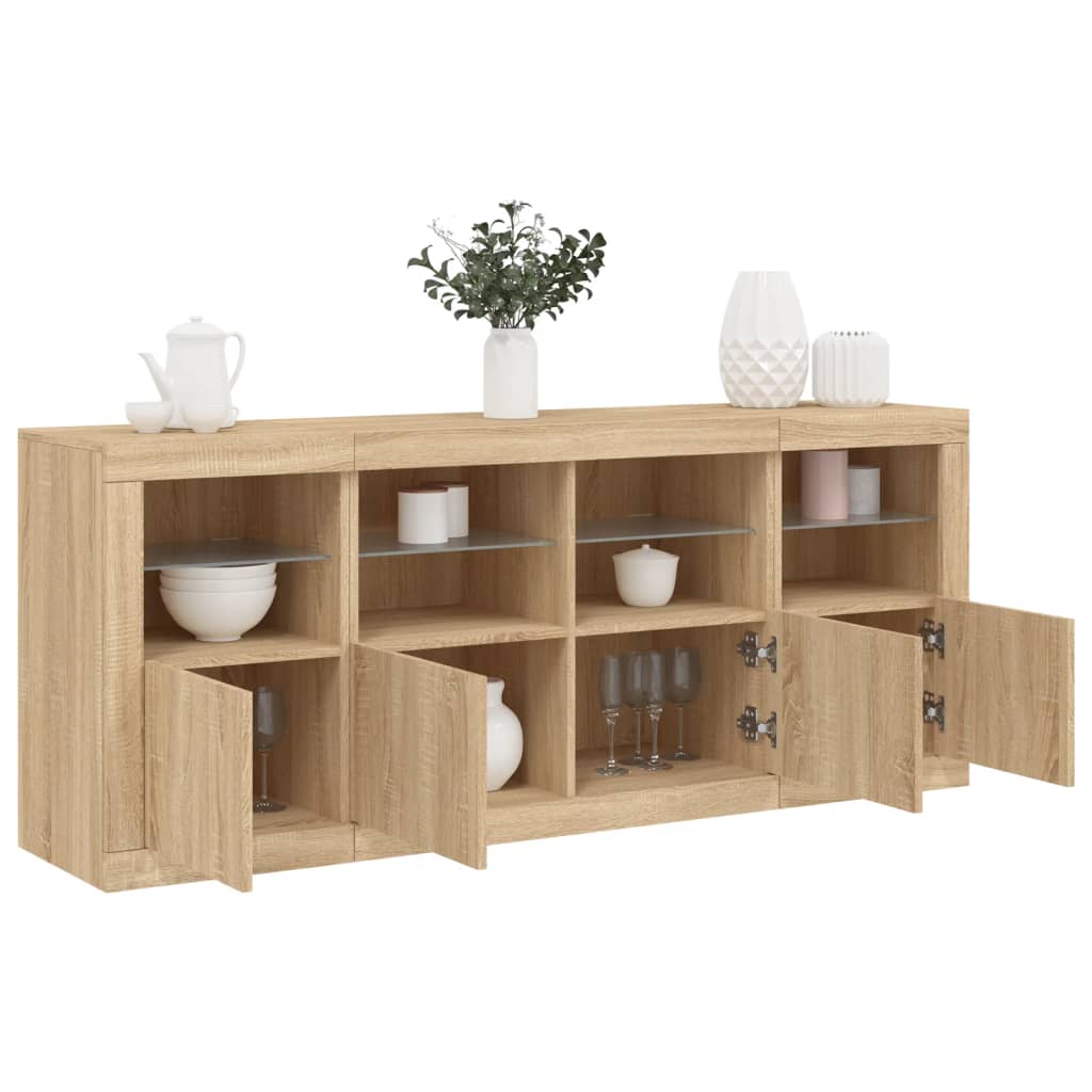 Buffet avec lumières LED chêne sonoma 163x37x67 cm Buffets & bahuts vidaXL