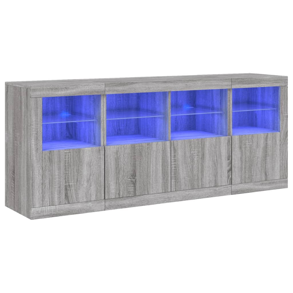 Buffet avec lumières LED sonoma gris 163x37x67 cm