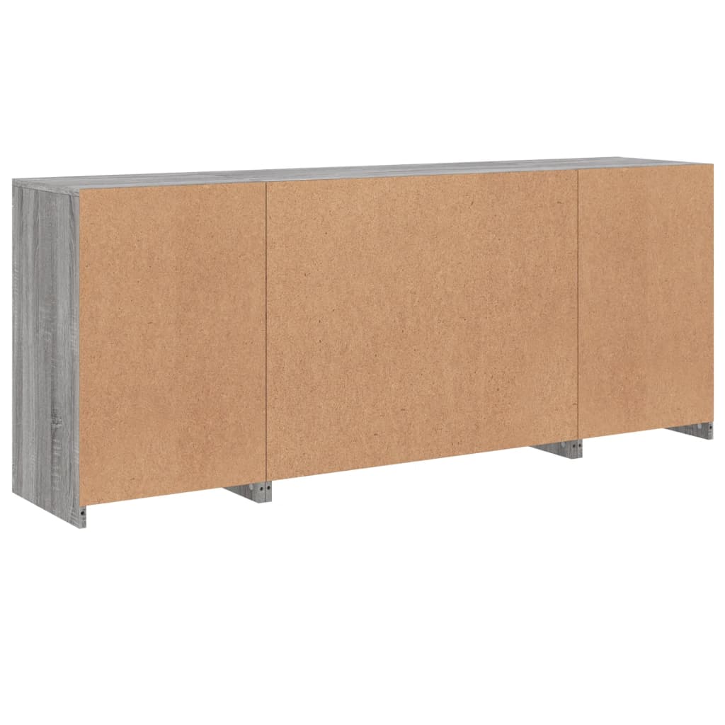 Buffet avec lumières LED sonoma gris 163x37x67 cm