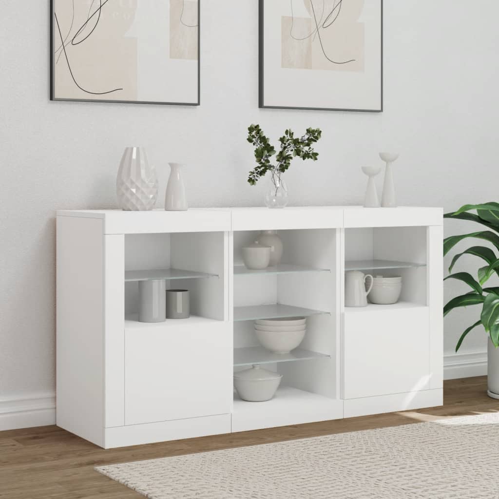 Buffet avec lumières LED blanc 123x37x67 cm - XIOS
